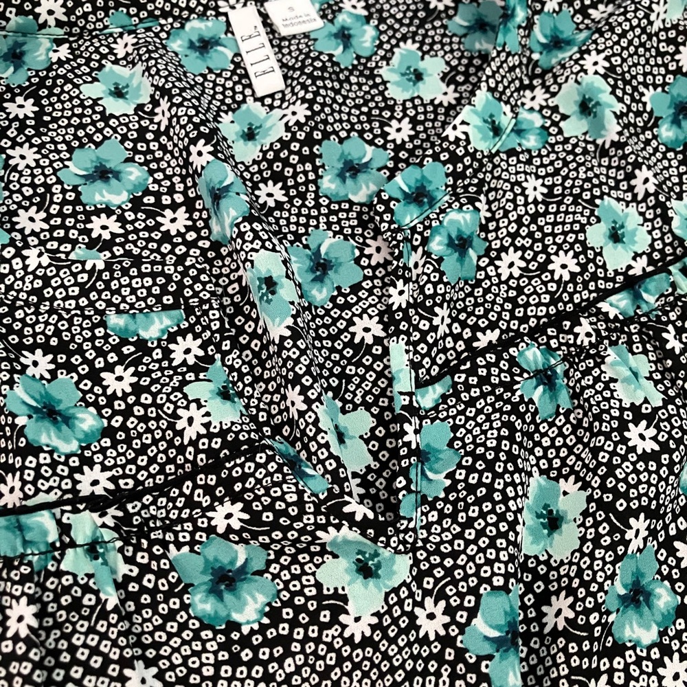 Floral Black and Teal top